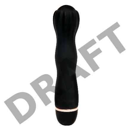 Черный силиконовый вибратор с бутоном-головкой - 18 см.