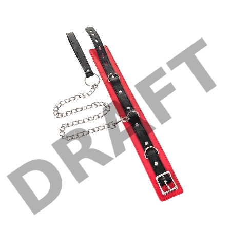 Ошейник TOYFA Theatre красно-черный кожаный с поводком