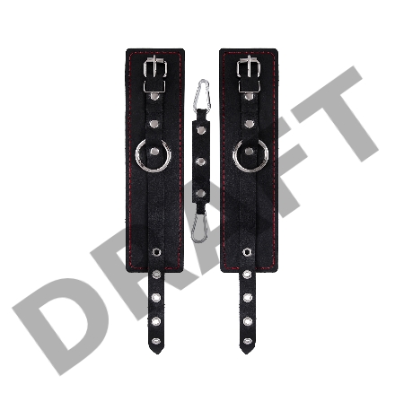 Оковы однослоиные с контрастнои строчкои Pecado BDSM, натуральная кожа, черные