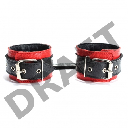 Красно-чёрные наручники из натуральной кожи