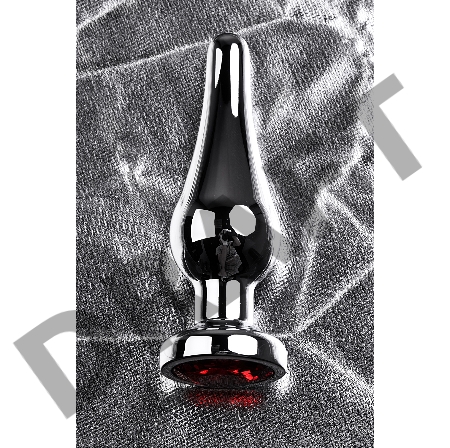 Анальная втулка Metal by TOYFA, металл, серебряная, с красным кристаллом, 10 см, Ø 3 см, 95 г