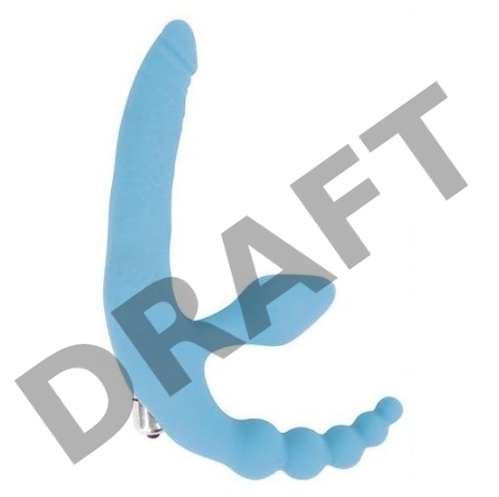 Голубой безремневой страпон с анальным отростком и вибрацией - 15 см.