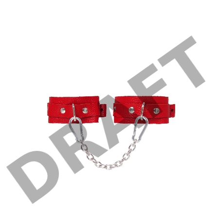 Оковы мини Pecado BDSM, со скруглёнными углами, натуральная кожа, красные