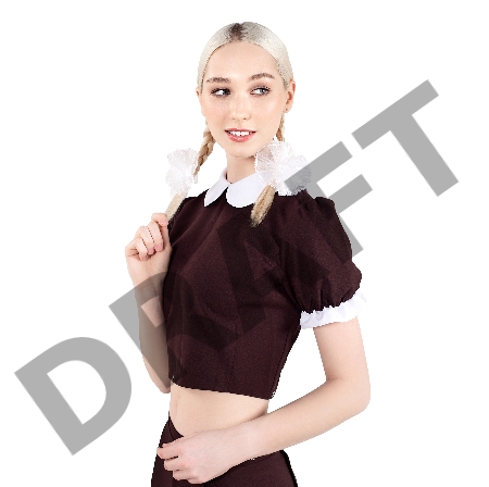 Верхняя часть костюма «Русская школьница», Pecado BDSM, топ, банты, коричнево-белый, 40