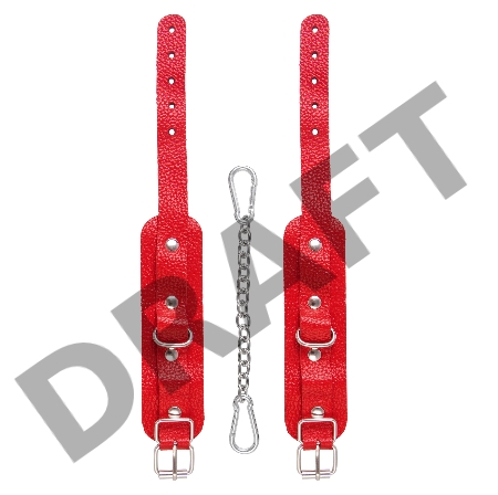 Оковы мини Pecado BDSM, со скруглёнными углами, натуральная кожа, красные