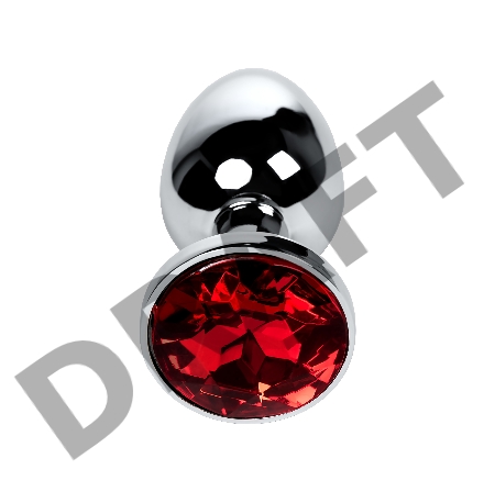 Анальная втулка Metal by TOYFA, металл, серебряная, с красным кристаллом, 7,1 см, Ø 2,7 см, 150 г