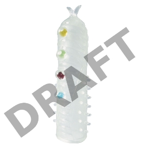 Закрытая белая насадка на пенис Crystal Sleeve с шариками и усиками - 14 см.