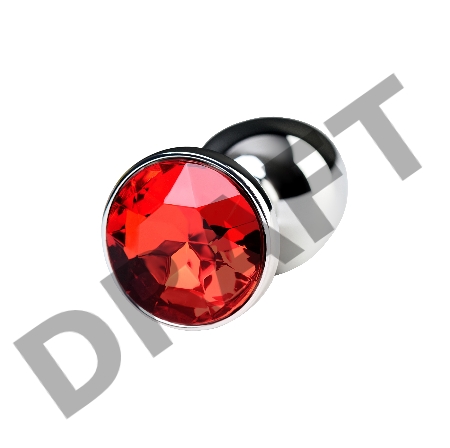 Анальная втулка Metal by TOYFA, металл, серебряная, с красным кристаллом, 7,1 см, Ø 2,7 см, 150 г