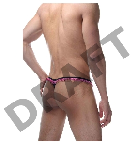 Трусы мужские тонги с розовыми рюшами