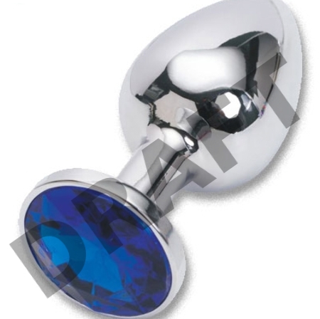 Анальная пробка серебро со вставкой синий страз S 47018-MM
