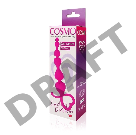 Розовая анальная цепочка Cosmo с петелькой - 14,5 см.