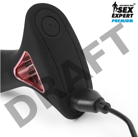 Черная перезаряжаемая анальная втулка - 13,7 см.