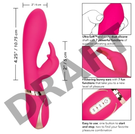 Розовый силиконовый вибратор с клиторальным отростком Signature Silicone Ultra-Soft Rabbit - 22,75 см.
