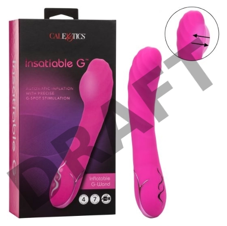 Розовый вибромассажер Insatiable G Inflatable G-Wand с функцией расширения - 21,5 см.