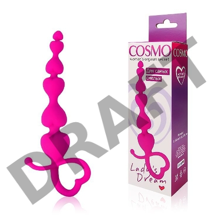 Розовая анальная цепочка Cosmo с петелькой - 14,5 см.