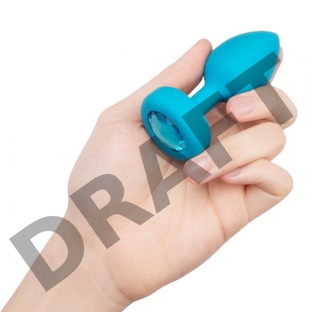 Бирюзовая анальная вибровтулка с кристаллом Vibrating Jewel Plug S/M - 10 см.