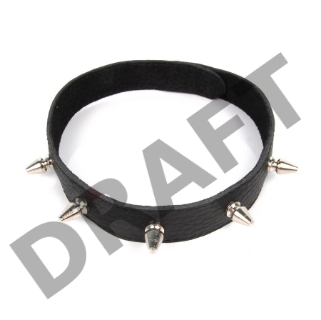 Черный ошейник на липучке с металлическими шипами 