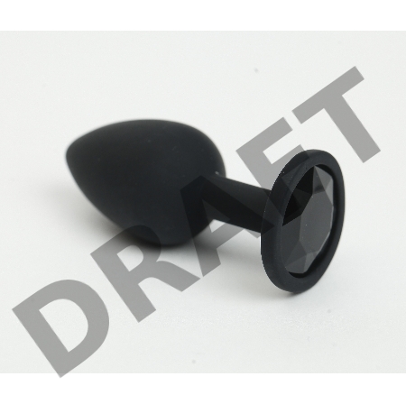 Черная анальная пробка с черным стразом - 7,6 см.