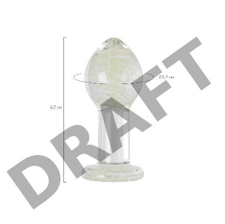 Анальная втулка Sexus Glass светящаяся в темноте, стекло, прозрачная, 6,5 см