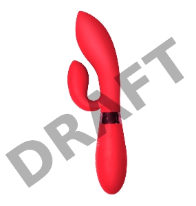 Красный вибратор Gina с клиторальным отростком - 20 см.