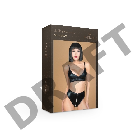 Комплект лиф и трусики с функциональной молнией из материала wet look(My Shadow) (L/XL)