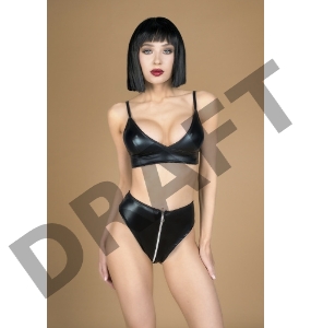 Комплект лиф и трусики с функциональной молнией из материала wet look(My Shadow) (S/M)