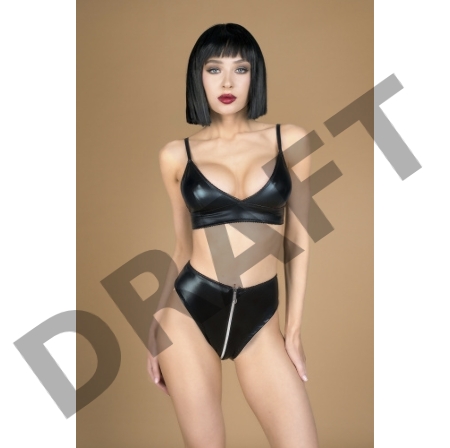 Комплект лиф и трусики с функциональной молнией из материала wet look(My Shadow) (S/M)