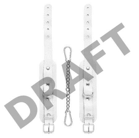 Оковы мини Pecado BDSM, со скруглёнными углами, натуральная кожа, белые