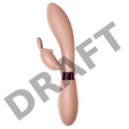 Бежевый вибратор Yonce с клиторальным зайчиком - 20,5 см.