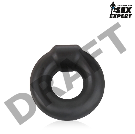Черное силиконовое круглое эрекционное кольцо Sex Expert