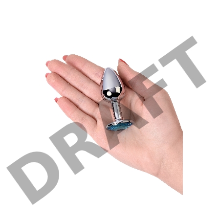 Анальная втулка Metal by TOYFA, металл, серебряная, с голубым кристаллом, 7 см, Ø 2,8 см, 50 г