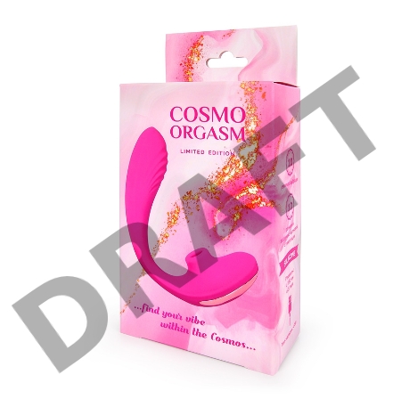 Розовый вибромассажёр двойного действия с вакуумно-волновой стимуляцией клитора - 23 см.