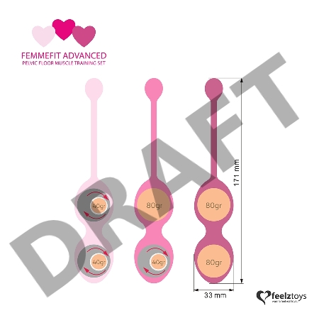 Набор из 3 розовых вагинальных шариков FemmeFit Advanced Pelvic Muscle Training Set