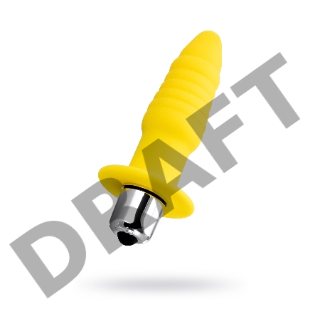 Анальная вибровтулка Штучки-дрючки, 7 режимов вибрации, влагостойкая, силикон, желтая, 11 см,