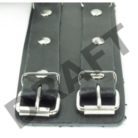 Черные широкие кожаные оковы с двумя пряжками