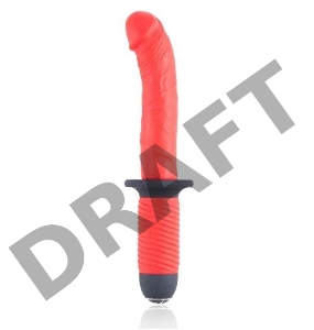 Красный вибратор с двумя моторами и рукоятью