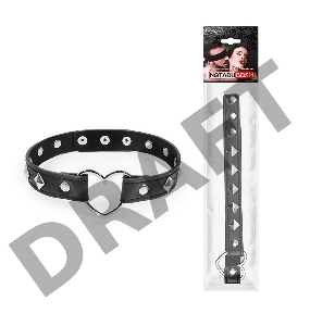 Черный ошейник с серебристыми ромбиками и сердечком