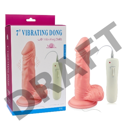 Телесный вибратор 7 Vibrating Dong with Vibrating Balls - 16 см.
