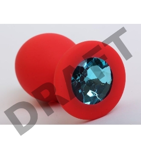 Красная силиконовая пробка с голубым стразом - 8,2 см.