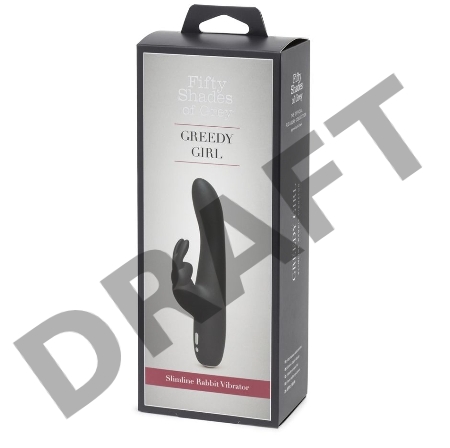 Черный вибратор с клиторальным отростком Greedy Girl Slimline Rabbit Vibrator - 22,8 см.