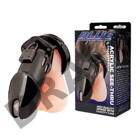 Акриловая черная клетка целомудрия для члена с замком