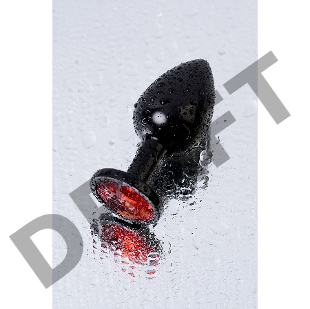 Анальная втулка Metal by TOYFA, металл, черная, с красным кристаллом, 8,2 см, Ø3,4 см, 85 г.