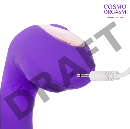 Фиолетовый изогнутый вибромассажер двойного действия - 18 см.