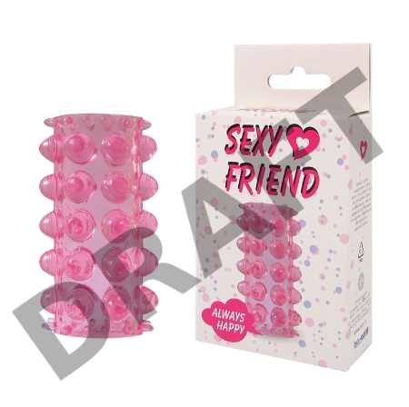 Открытая розовая насадка на фаллос - 6,4 см.