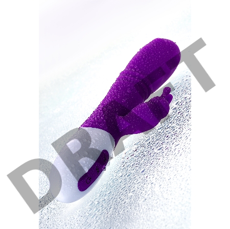 Вибратор c клиторальным стимулятором JOS TATY с пульсирующими шариками, силикон, фиолетовый, 21,5 см