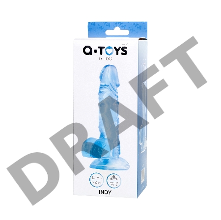 Реалистичный фаллоимитатор A-Toys by TOYFA Indy, TPE, голубой, 15,8 см