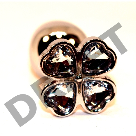 Серебристая пробка с цветком из прозрачных сердечек - 7 см.