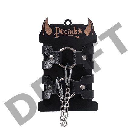Наручники-браслеты Pecado BDSM, из двух ремешков, натуральная кожа, чёрные