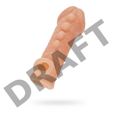  Насадка KOKOS реалистичная с дополнительной стимуляцией, TPE, телесная, 15.6 см