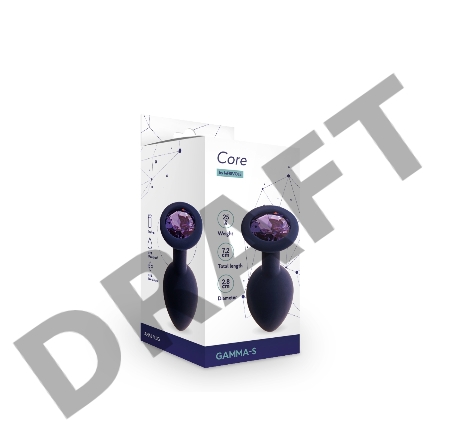 Анальная пробка с кристаллом Gamma, цвет Черничный + фиолетовый кристалл  (CORE)